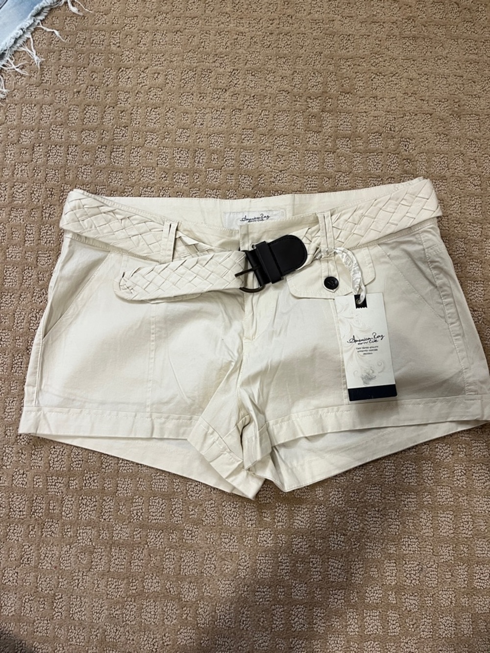 American Rag Cream Woven-Belt Cotton Shorts